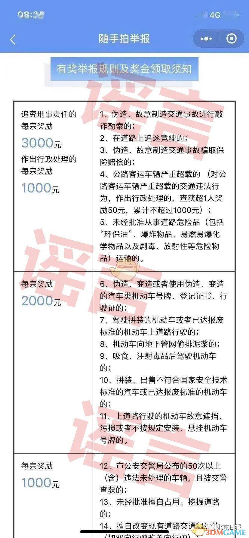 《北京交警随手拍》奖励怎么领